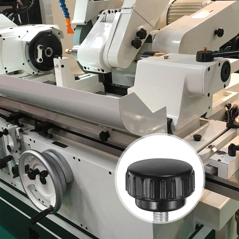 uxcell 12pcs Knurled Clamping Knobs M6 x 8mm Metric Zinc Plated Carbon Steel Male Thread Thumb Screw on Type 25mm Plastic Round Head Threaded Hand Bolt Stud Knobs Black - Image 4